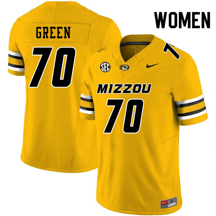 Women #70 Cayden Green Missouri Tigers College Football Jerseys Stitched-Gold